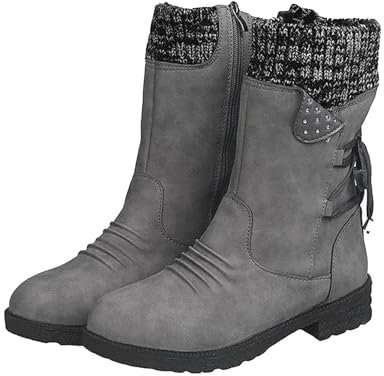 DKLOVIFU Winterboots Damen Stiefeletten Weite Stiefeletten Boots Gefüttert Winter Stiefel Schnürstiefel 1551