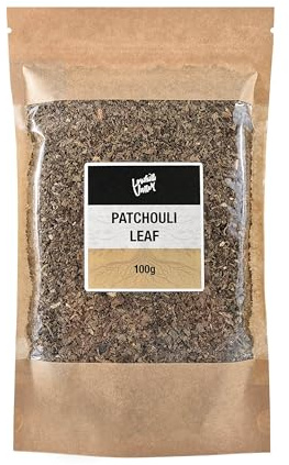 Lowhill Valley Patchouli Leaf - Cut and Dried Pogostemon Cablin Dried Herb - For Relaxation & Digestive Well-being Support - Loose Leaf Herbal Tea - 100% Natural - 100g