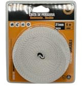 IPM VENTAS Cinta para recogedor de persianas enrollables, Correa recogedor de persina, restistente rayos UV, microfibras resistente y flexible, (21 mmx 6 m), 100% Profesional. (Blanco/gris)