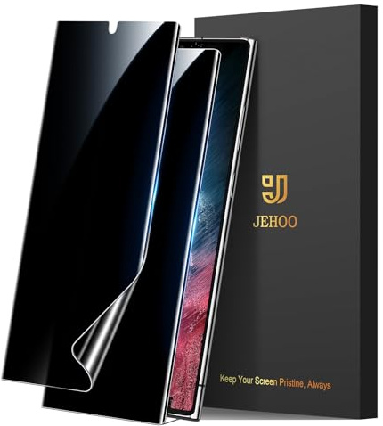 JEHOO 2 Stück für Samsung Galaxy S22 Ultra 5G 6,8 Zoll Sichtschutz Schutzfolie, Kompatibel Fingerabdruck-ID, Blasenfreie Weich TPU Privacy Displayschutzfolie, Anti-Kratzen 6