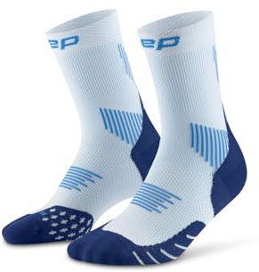 CEP 5.0 Mid Cut Kurze Laufsocken für Herren Größe 42-45 – Laufsocken mit Kompression für schnellere Regeneration & blasenfreies Laufen – Running Socks für optimale Durchblutung – Ice/Blau