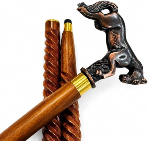 Gehstock aus Holz mit Messinggriff | Handgefertigter Gehstock | Dekorative Gehstöcke | Gehstock für Mann und Frau aktiv