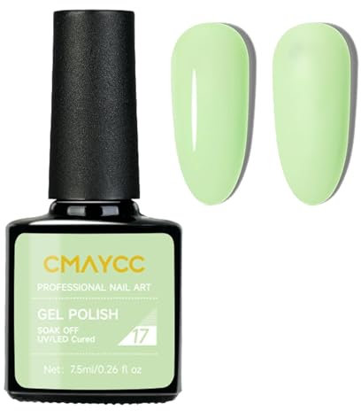 Green Gel Nail Polish, Fresh Light Green Gel Nail Varnish, Spring Summer Long Lasting Non Toxic UV/LED Soak off Gel for Women DIY Nail Art Manicure, 8ml