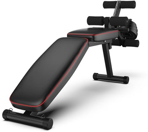 Hantelbank Trainingsbank 5 Fach verstellbare Rückenlehne, Verstellbarer Sitzkissen, Flachbank & Schrägbank für Ganzkörper-WorkoutBlack,48 * 118 * 111CM
