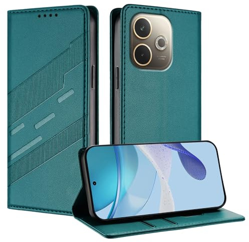 TAUYN Cover Custodia Folio in Pelle per OPPO A5 Pro 5G/4G, Premium PU/TPU Pelle Flip Antiurto Wallet Case, con Supporto & Porta Carta. Verde scuro