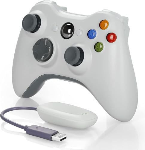 YCCSKY Wireless Controller für Xbox 360,mit Receiver Adapter (Weiß) | 2.4GHZ Dual Vibration Remote Gamepad Joystick für Xbox 360 Controller/PC/Windows 7/8 /10