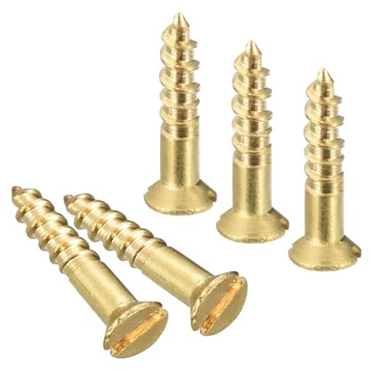 TA-VIGOR M2 x 10mm Brass Wood Screws, 25PCS Flat Head Self Tapping Screws | Countersunk Screws with Slotted Drive, Solid Brass Fastener Screws for Woodworking, Furniture, Cabinets and DIY Projects
