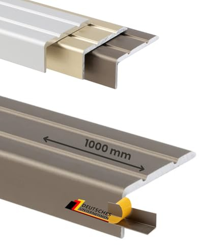 KARAT Treppenkantenprofil ohne Bohren - 1000mm - Winkelprofil 24,5 x 10 mm - (Edelstahl - matt, Selbstklebend)