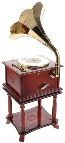 Milisten Boîte à Musique Gramophone Mini Rétro Décor Bureau avec Sculpture Détaillée Unique pour Amateurs de Musique Design Compact Portable Vintage