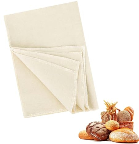OUDQFCJ 1 Stück Bäckerleinen Leinentuch für Brot Backen, Teige, Teigtuch, Gärfolie, Brotbackzubehör, Strudeltuch, Backen Geschenke für Familien, Bäcker und Einsteiger (75 X 45cm) (Natur)
