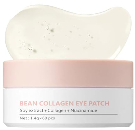 Augenpads gegen Augenringe - Eye Patches Korean Skincare - Bean Kollagen Eye Pads - Under Eye Patches für geschwollene Augen, Falten, Tränensäcke, Feine Linien - Tiefenhydration & Straffung, 60 Stück