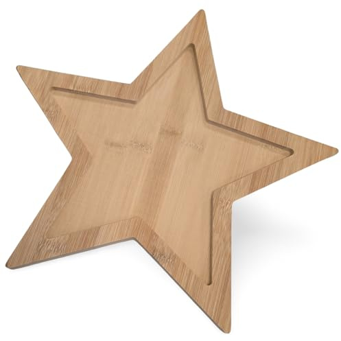 Dekotablett Stern: Holzstern Deko, Tablett Weihnachten, Advent & Winter, Tischdeko Holz, Weihnachtsdeko Innen, Weihnachtliche Schale Dekoration, Winterdeko, Holzdeko Modern, Kerzentablett, 30 cm