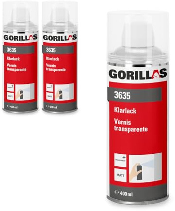3x Gorillas Klarlack 400 ml Matt transparent – Lackspray (1,2 l) | Profi-Qualität - Transparenter Lackiereffekt - Schnelle Trocknung - Einfache Verarbeitung - Hohe Ergiebigkeit