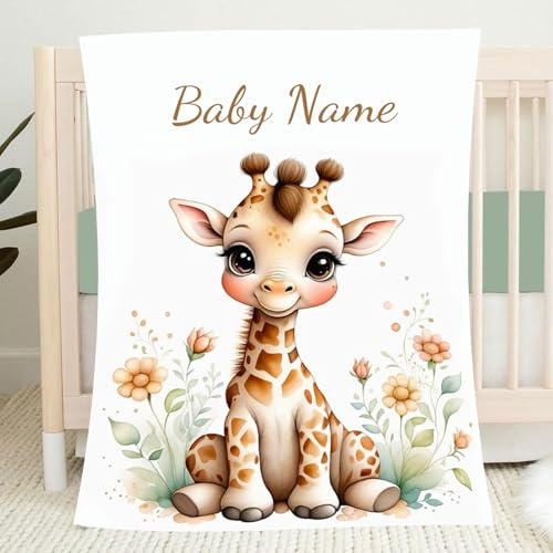 PLYIHE Babydecke Personalisiert,Kuscheldecke Baby mit Namen, Weiche Fleece Baby Decke Geschenk für Mädchen und Junge, Ideal als Neugeborenen Deckchen, Kuscheldecke oder Kinderwagendecke