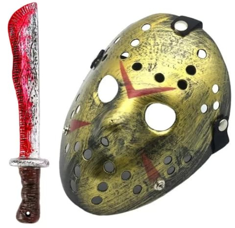 Boolavard Cosplay Machete Costume Halloween Horror Movie Hockey Mask for Adult Scary Halloween Party
