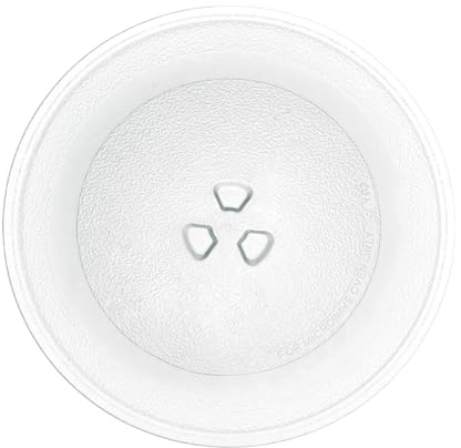 Plato Microondas Universal Cristal 24,5 cm, Plato Giratorio de Repuesto con 3 Fijadores Y Integrados, Platos Redondo Duradero, Compatible con la Mayoría de Microondas