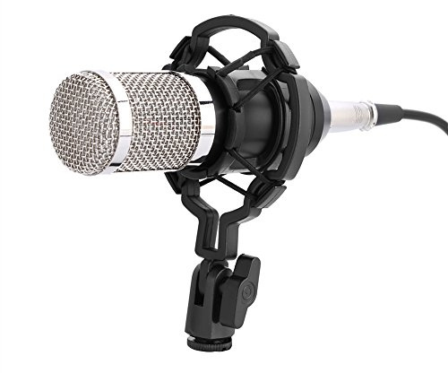 Omquot Set microfono da studio a condensatore con supporto ammortizzatore per registrazioni audio professionali, ideale per trasmissioni radio e voice-over, realizzato in metallo di alta qualità