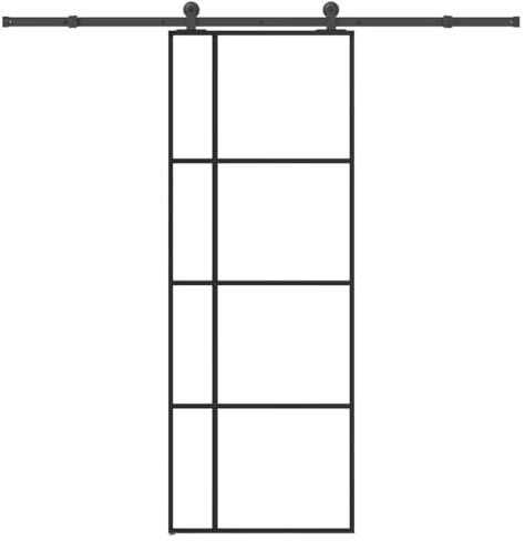 Runheo Porte coulissante en verre ESG 76x205 cm avec kit de quincaillerie noir, cadre aluminium durable, pour intérieur moderne, isolation thermique phonique et sécurité renforcée