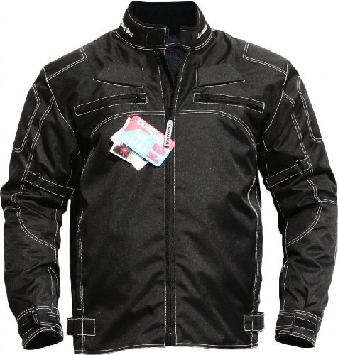 German Wear Herren Motorradjacke mit Protektoren, Textiljacke mit herausnehmbarem Innenfutter, winddicht, reflektierend, mehrlagig mit Taschen für Motorrad Touring, Schwarz