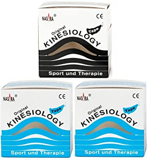 Nasara Original Kinesiologisches Physio Sport Tape: Sparset mit 3 Tapes für Sport und Medizin, Rollengröße 5cm x 5m, 1x schwarz 2X türkis