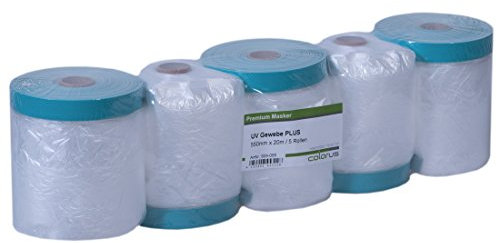 Colorus Abdeckfolie mit Klebeband – 3er Set 55 cm x 20 m – Gewebeband Masker Tape – Maler Abdeckfolie selbstklebend – Abdeckband für Möbel, Türen & Fenster – UV-beständig Innen & Außen