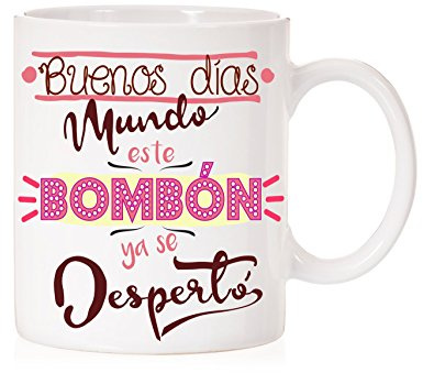 MardeTé Taza Buenos días Mundo, Este bombón ya se despertó. Taza Divertida para levantarse con energías