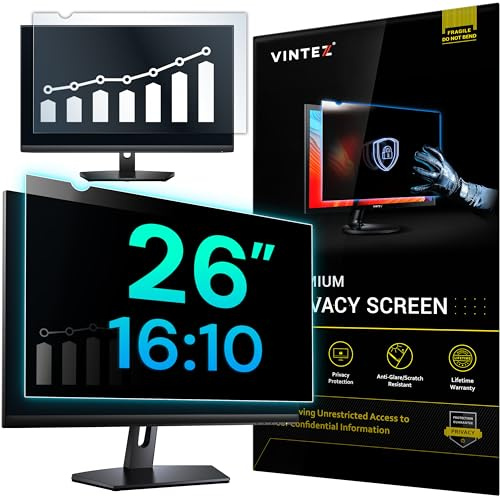 VINTEZ 26 Inch 16:10 Privacy Screen for Computer Monitor and Laptop - Anti Glare Protector Film Blue Light Filter Eye Protection - Computer Screen Privacy Shield, [1 Pack]