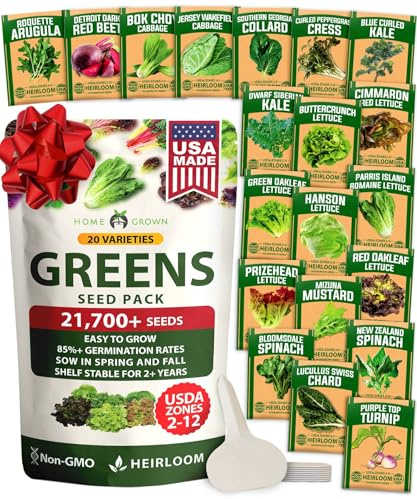 HOME GROWN 20 Variety Lettuce Seeds 21,700+ Bulk Pack Heirloom Non-GMO, High Germination, Romaine,Butterhead, Spinach, Kale, Iceberg, Continuous Harvest,Indoor Outdoor Hydroponic Garden (20 Varieties)