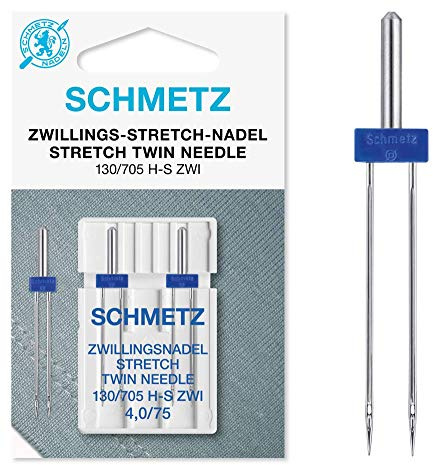 SCHMETZ Twin Stretch Nähmaschinennadel, Größe 4.0/75, 2 Stück
