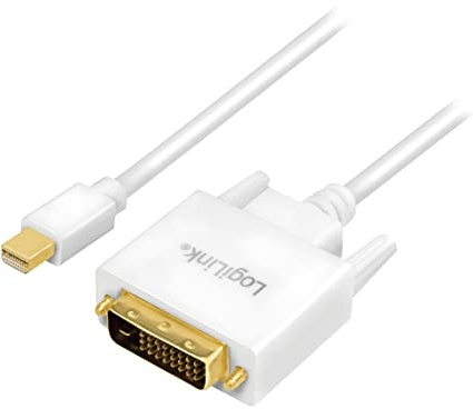 Mini-DisplayPort (v1.2) zu DVI (DVI-D 24+1) Anschlusskabel in weiß, FULL HD, 3m