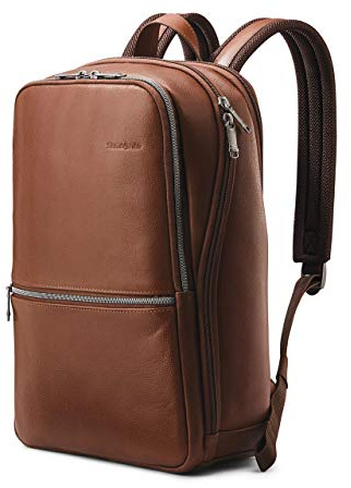 Samsonite Classic Leather Slim Backpack, Cognac , One Size