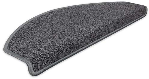 Metzker Stufenmatten Durango Halbrund SparSet's Dunkelgrau 26 Stück | Treppenteppich von DAS TEPPICHWERK - Trittfläche ca. 65x24cm incl. Klebeband