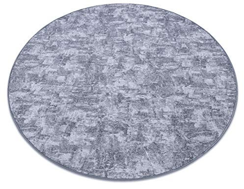 rugsx Teppich Solid für Zimmer, Wohnzimmer, Schlafzimmer, Teppichboden Auslegware, Nachahmung von Beton, Silber grau, Kreis 100 cm