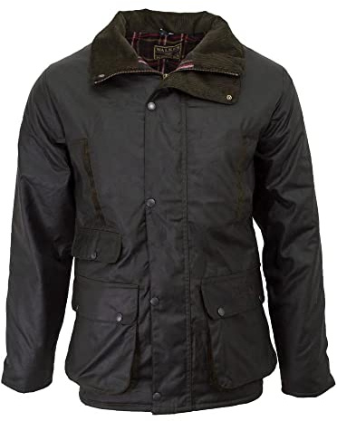 Walker and Hawkes - Chaqueta Hawthorn con Acolchado Ligero para Hombre - Abrigo con Tejido Encerado - Verde Oliva - S