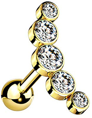 Taffstyle Piercing Stecker Multi Kristall Bogen | für Ohr Tragus Helix Lippe