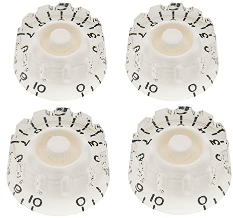 Musiclily Pro Zoll Gitarre Knöpfe Potiknöpfe Knurled Speed Knobs für USA Les Paul Style E-Gitarre, Weiß (4er Set)