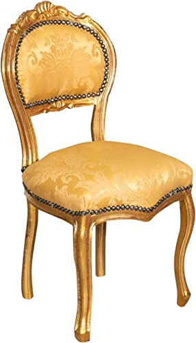 Biscottini Chaises Louis XVI 90x45x42 cm | Chaise style français or antique | Fauteuil de chambre à coucher | Chaise vintage