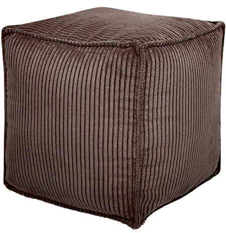 Louis Donné Unstuffed Square Pouf Ottoman Cover, Supersoft Corduroy Storage Pouf Cover for Living Room Bedroom Stool Footrest Suitable for Indoor and Outdoor, Coffee…