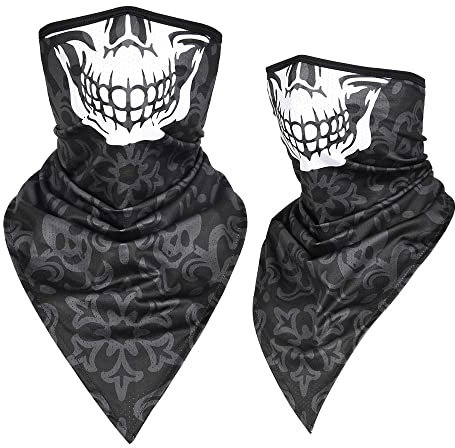 ZLYJ 2 Pcs Moto Crâne Masque Demi Masque Cou Chapeaux en Plein Air Ski Crâne Parti Masques Sport Halloween Masque pour Motocyclisme B