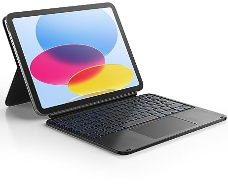 Dracool Keyboard Case for iPad 10th Generation Case with Keyboard Magnetic Detachable Two-Piece Design Magic Style Keyboard Folio Multi-Touch Trackpad Backlit Slim for iPad 2022 UK English - Black