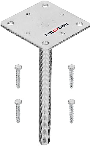 KOTARBAU® Pfostenträger 110 x 110 mm aus Feuerverzinkt Stahl Stützenfuß Höhenverstellbar Betonanker ⌀ 23 mm Bodenfuß für Vierkantholzpfosten Pfostenschuh Pfostenmontage Stützpfosten Pfostenfundamente