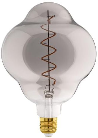 EGLO XXL E27 Lampe dimmbar, Spiral LED Retro Glühbirne Big Size | extra-großes Vintage Deko Leuchtmittel aus Rauchglas, 4 Watt, 110 Lumen, warmweiß, 2000 K, L 20 cm