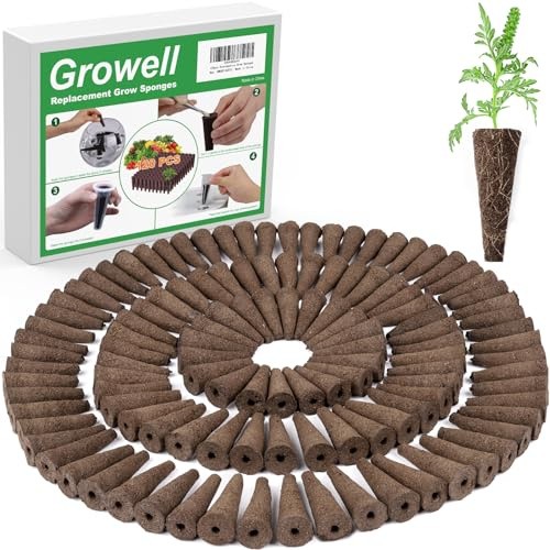 Growell Grow Sponges, 120 Pack Hydroponic Pods for Aerogarden and Others | Seed Pods Replacement Sponges, Faster Rooting, Hightly Breathable & Moisturizing, For All Indoor Hydroponics Growing System