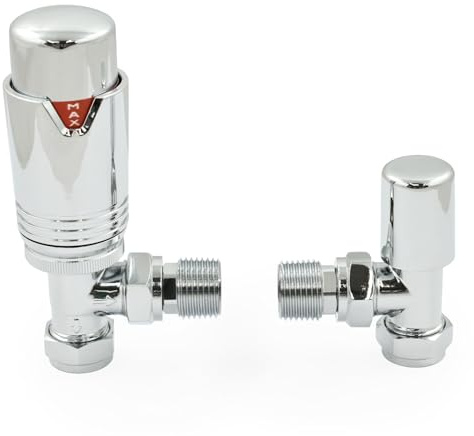 LiJoUK Thermostatic Radiator Valve Angled TRV – Style (Chrome)