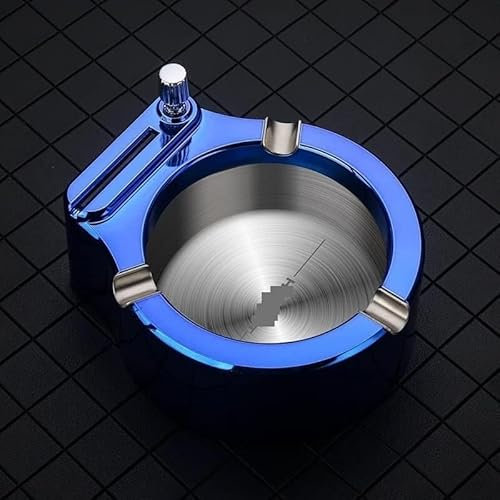 Cendrier, cendrier, cendrier à cigarettes, briquet torche portable, cendrier mignon, cendrier à cigares, moule, décoration de la maison (couleur : glace bleue) (Color : Silver)