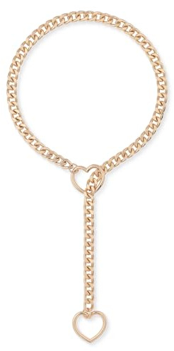 ADEMISHIA Damen-Halskette mit Herz-O-Ring – Handgefertigte verstellbare Punk-Gothic-Lariatkette in Y-Form (Gold, 24)