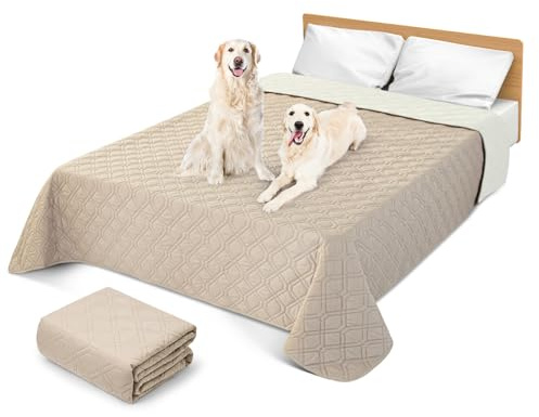 GYURO 100% wasserdichte Hundedecke-Beidseitig verfügbar und weich Hundematte für großeund kleine Hunde,Schutz für Sofa & Bett& Auto - in der Waschmaschine waschbar (Khaki, 208 * 208CM)