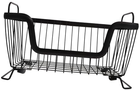 PRETYZOOM Cesta Apilable de Hierro Negro para Verduras y Pan, Gran Capacidad, Organizador de Cocina para Encimera y Decoración