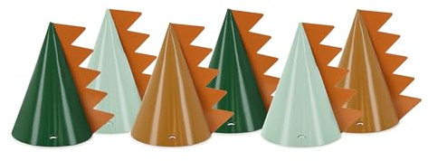 Lot de 6 Chapeaux de Fête Dinosaures 16 cm - Chapeau d'Anniversaire - Décoration d'Anniversaire - Accessoires de Costume - Vert Marron