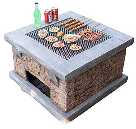 Feuerstelle für den Außenbereich, Steinimitat, Terrasse, Hinterhof, Brennholz, Feuerstelle, Gartenkamin, Grilltisch, Tisch-Set, 75 cm (Farbe: Kit-2) (Kit 3)